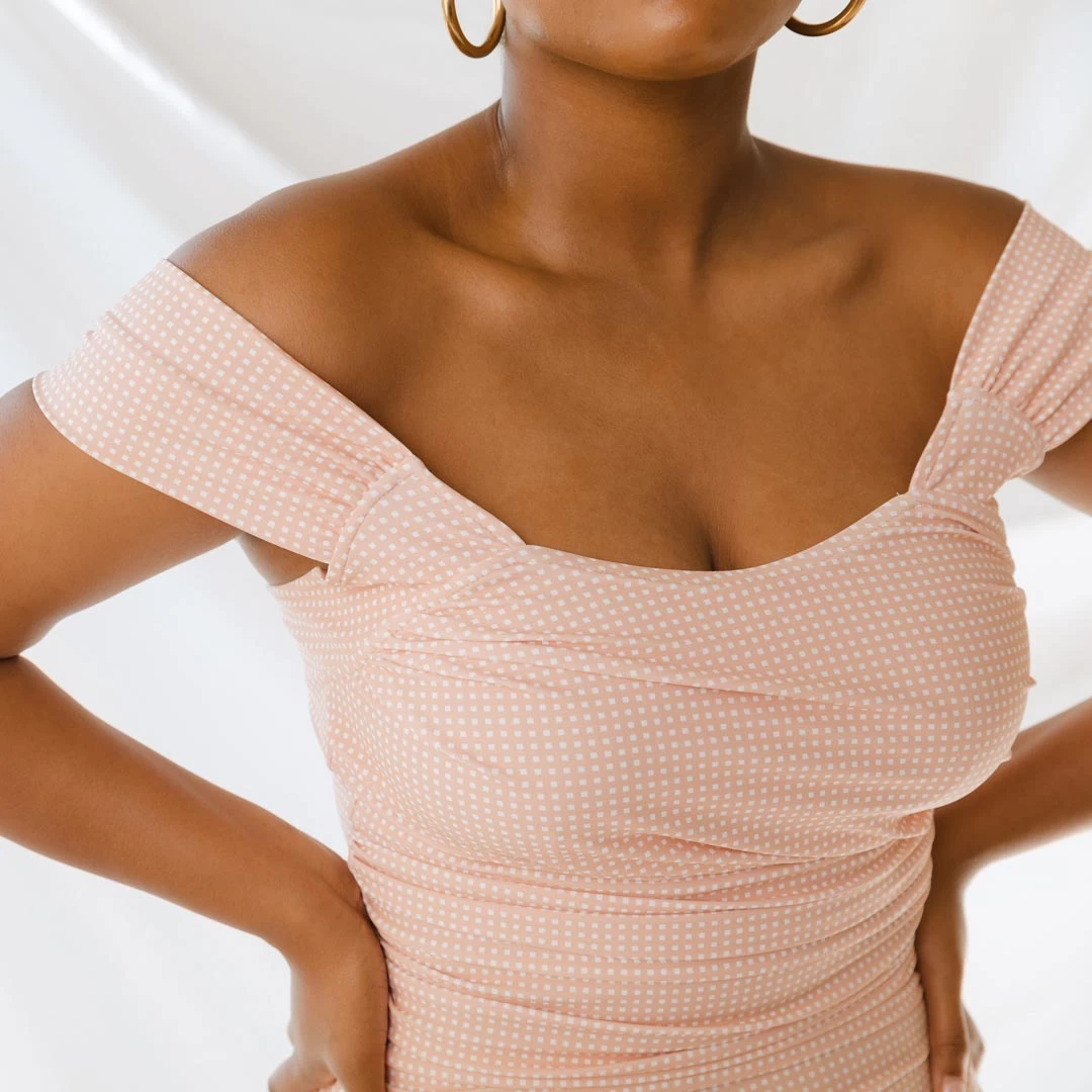 The Pink Checkers Off Shoulder One-Piece - Image 10