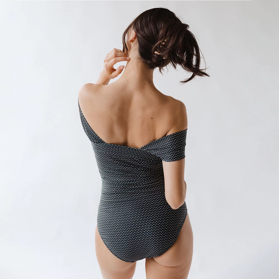 The Midnight Dash Off Shoulder One-Piece Swimsuit - Image 4