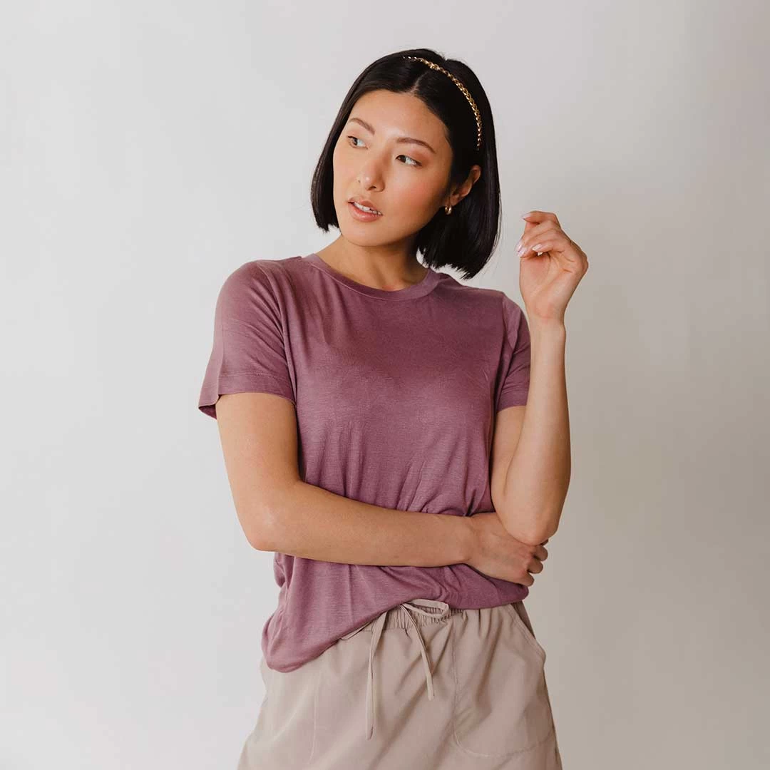 Boyfriend Tee, Dark Mauve - Image 2