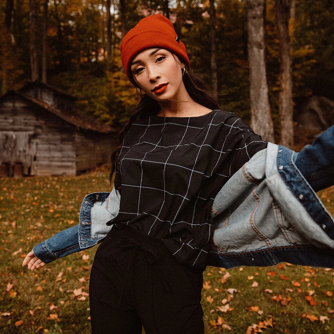 Boss Crop Tee, Black Windowpane - Image 7