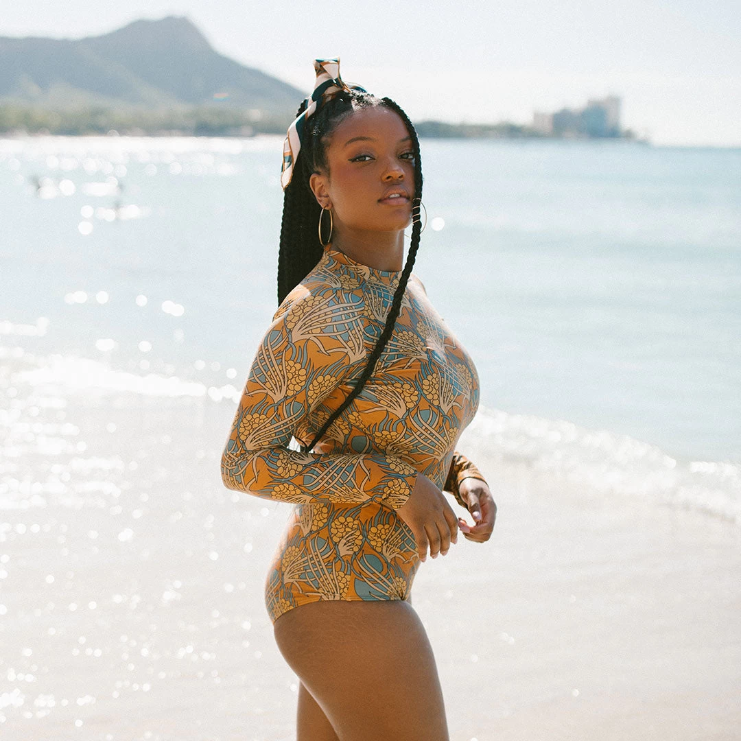 Golden Hour Long Sleeve Rash Guard One-Piece - Image 5