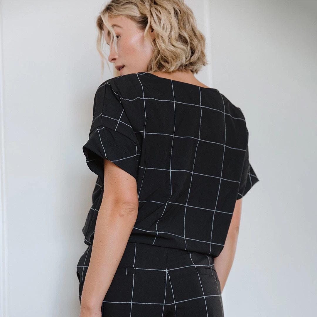 Boss Crop Tee, Black Windowpane - Image 6