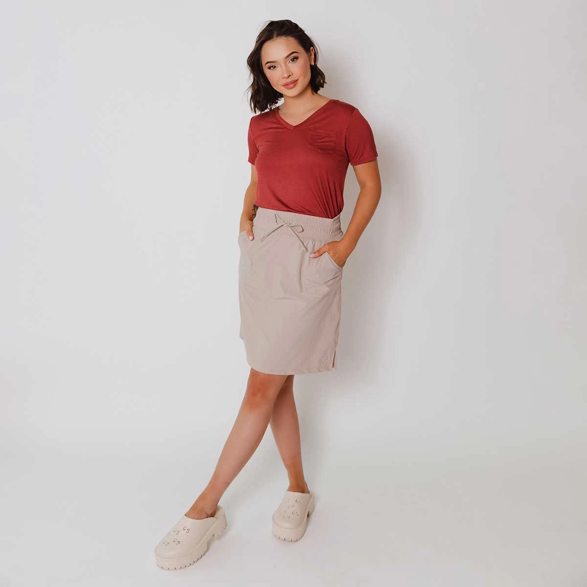 Basic V Neck Tee, Pale Brick - Image 5