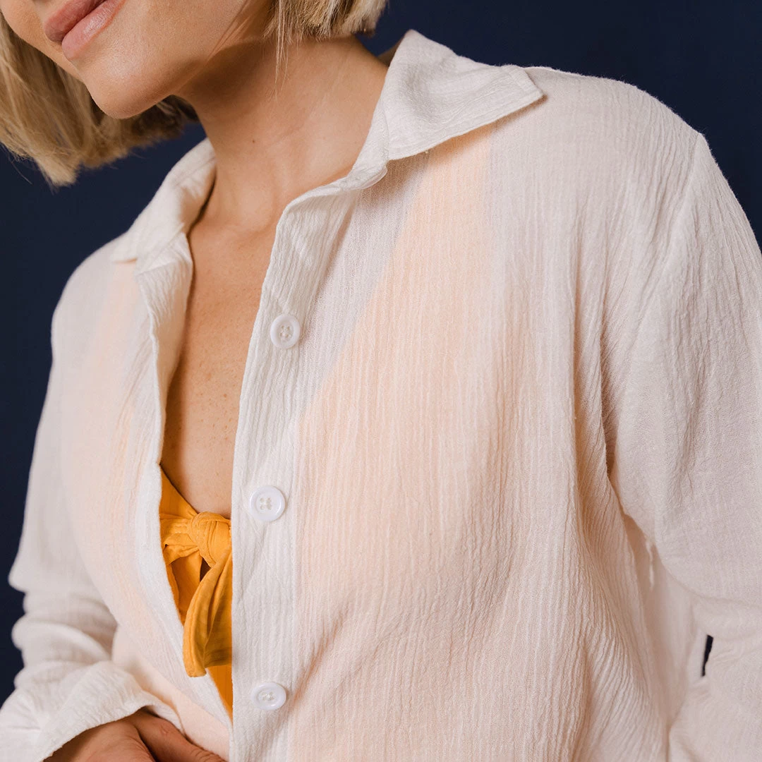 Linen Button Up, White - Image 5