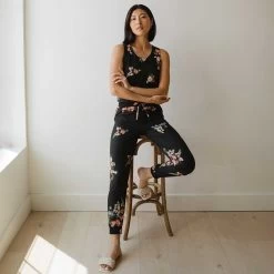 Rose Black Tank Jumpsuit