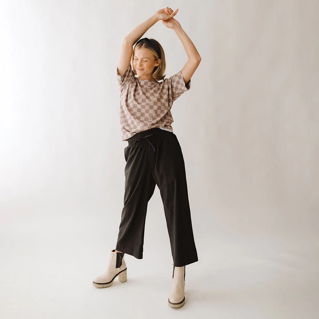 Boss Crop Tee, Brown Checkers - Image 6
