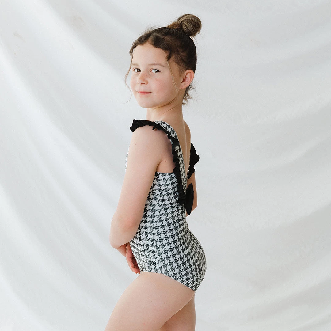 Mini Ruffle One-Piece, Houndstooth - Image 3