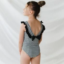 Mini Ruffle One-Piece, Houndstooth