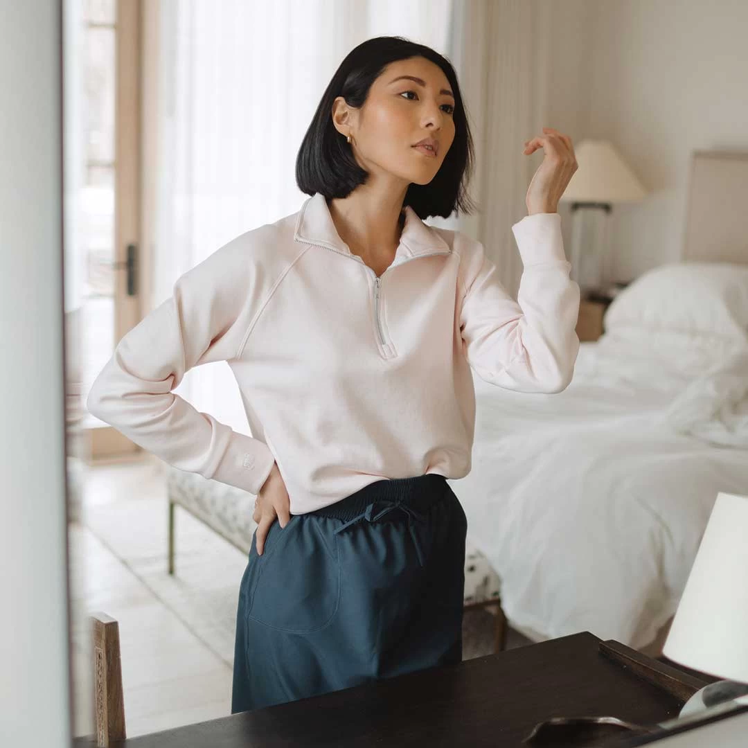 Oxford Zip-Up, Blush - Image 7