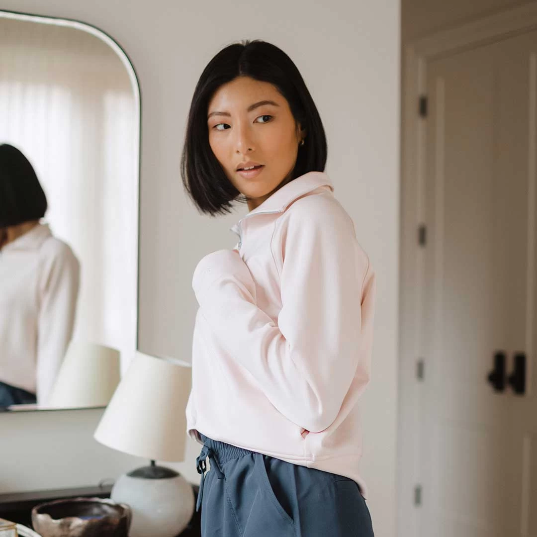 Oxford Zip-Up, Blush - Image 8