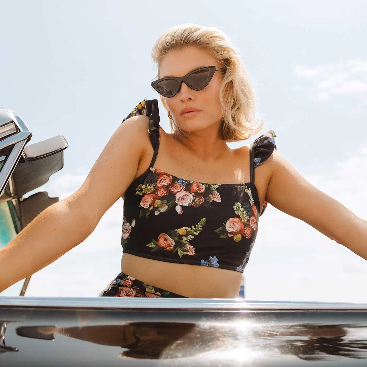 Rose Black Bella Crop Top - Image 13