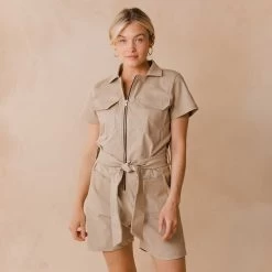 City Romper, Brown Canvas