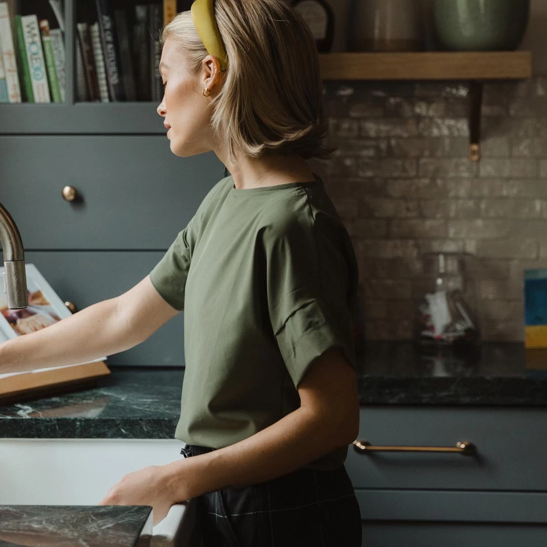 Boss Crop Tee, Sage - Image 8