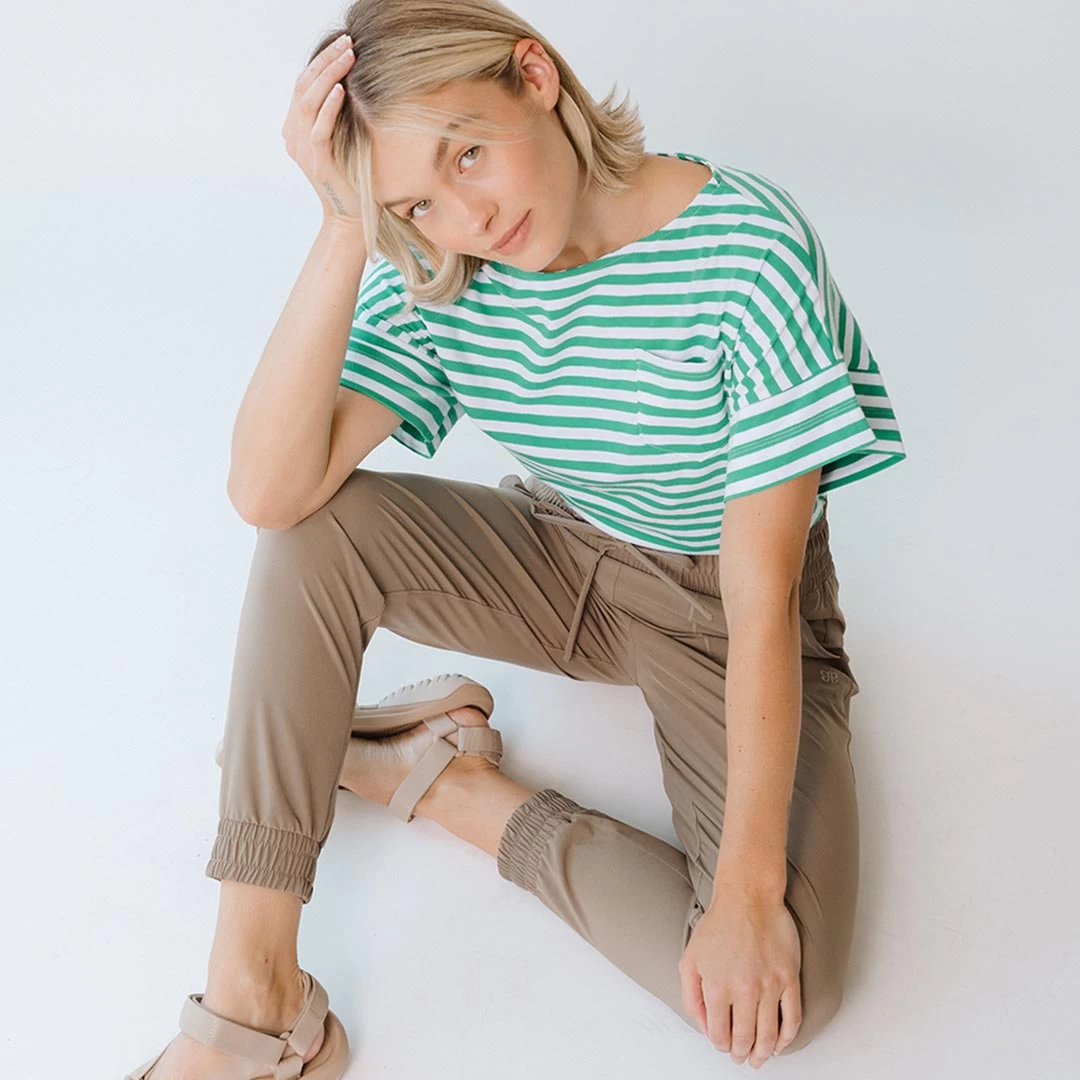 Boxy Tee, Green Stripe - Image 6