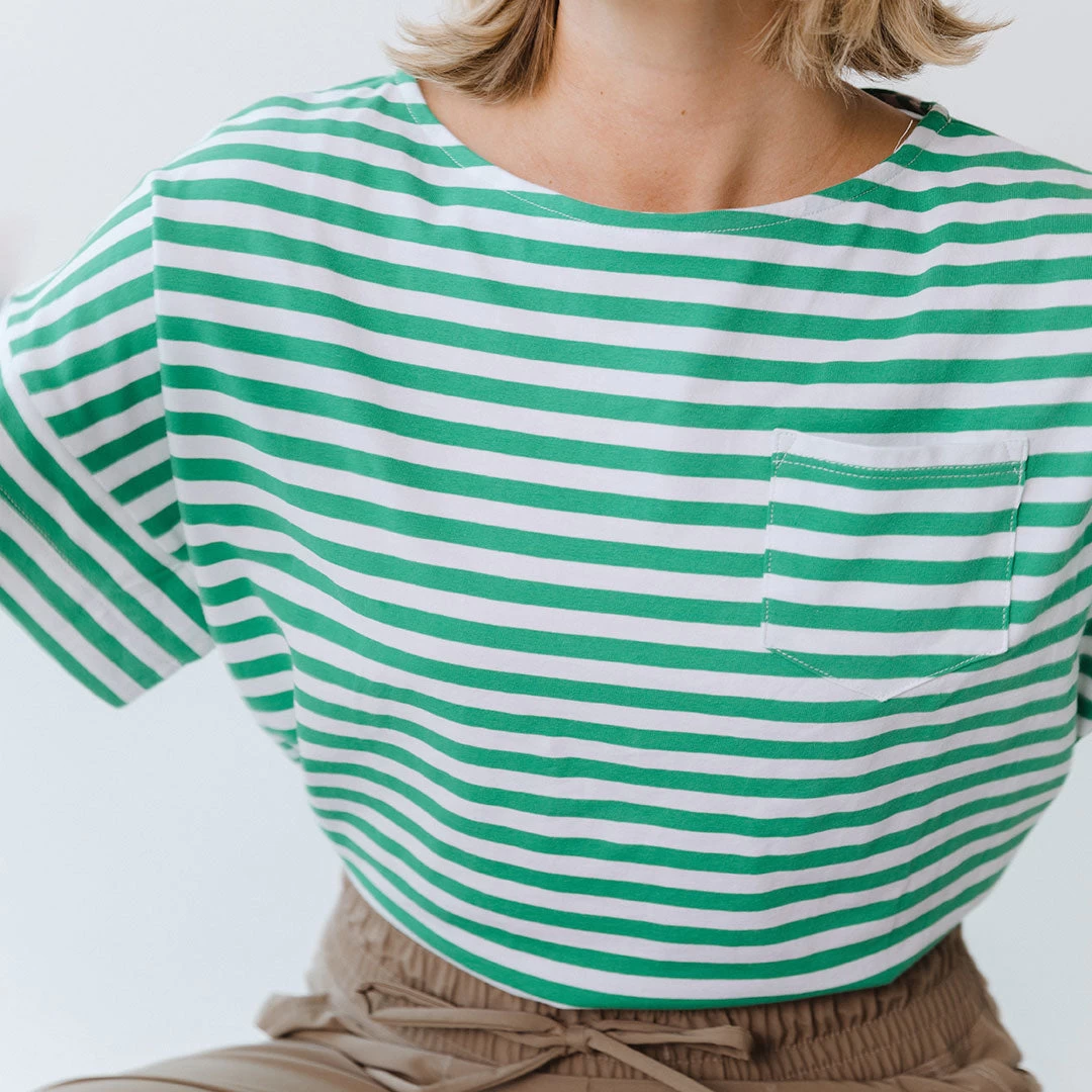 Boxy Tee, Green Stripe - Image 7
