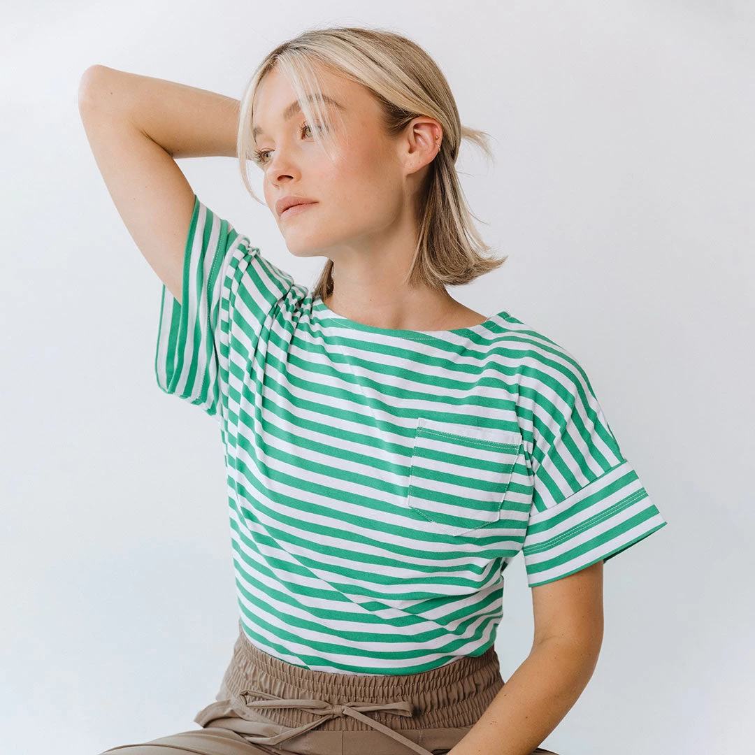 Boxy Tee, Green Stripe - Image 2