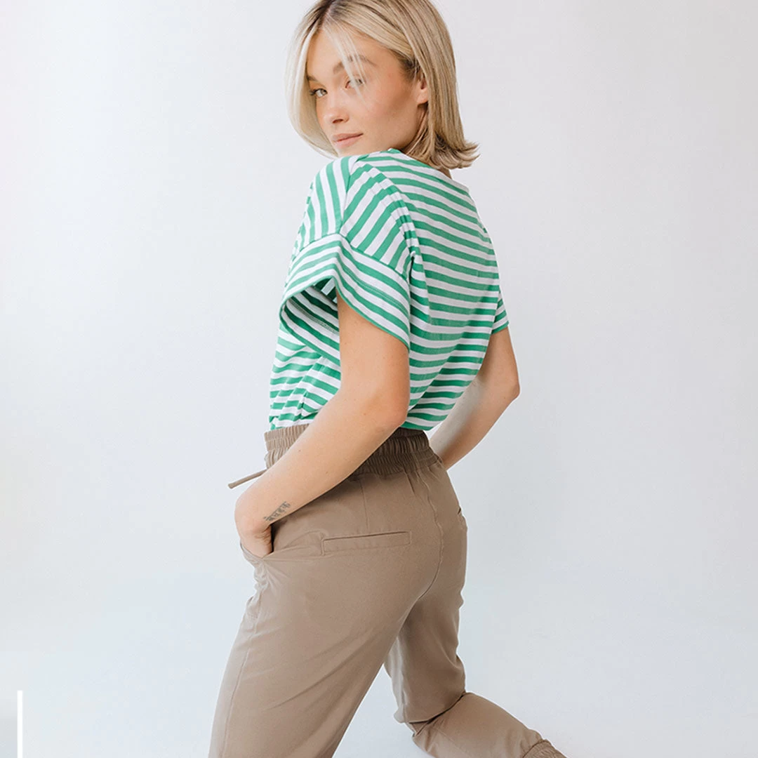 Boxy Tee, Green Stripe - Image 5