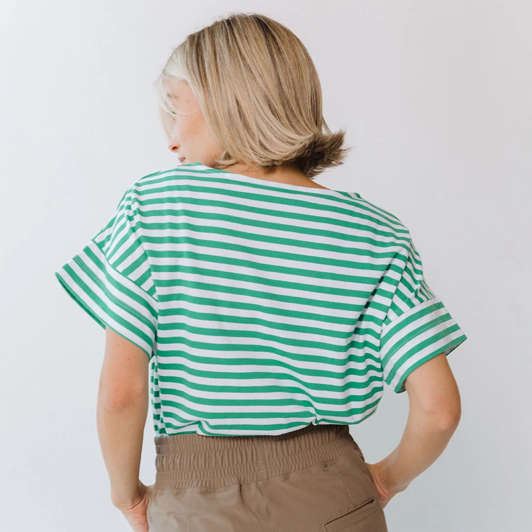 Boxy Tee, Green Stripe - Image 3