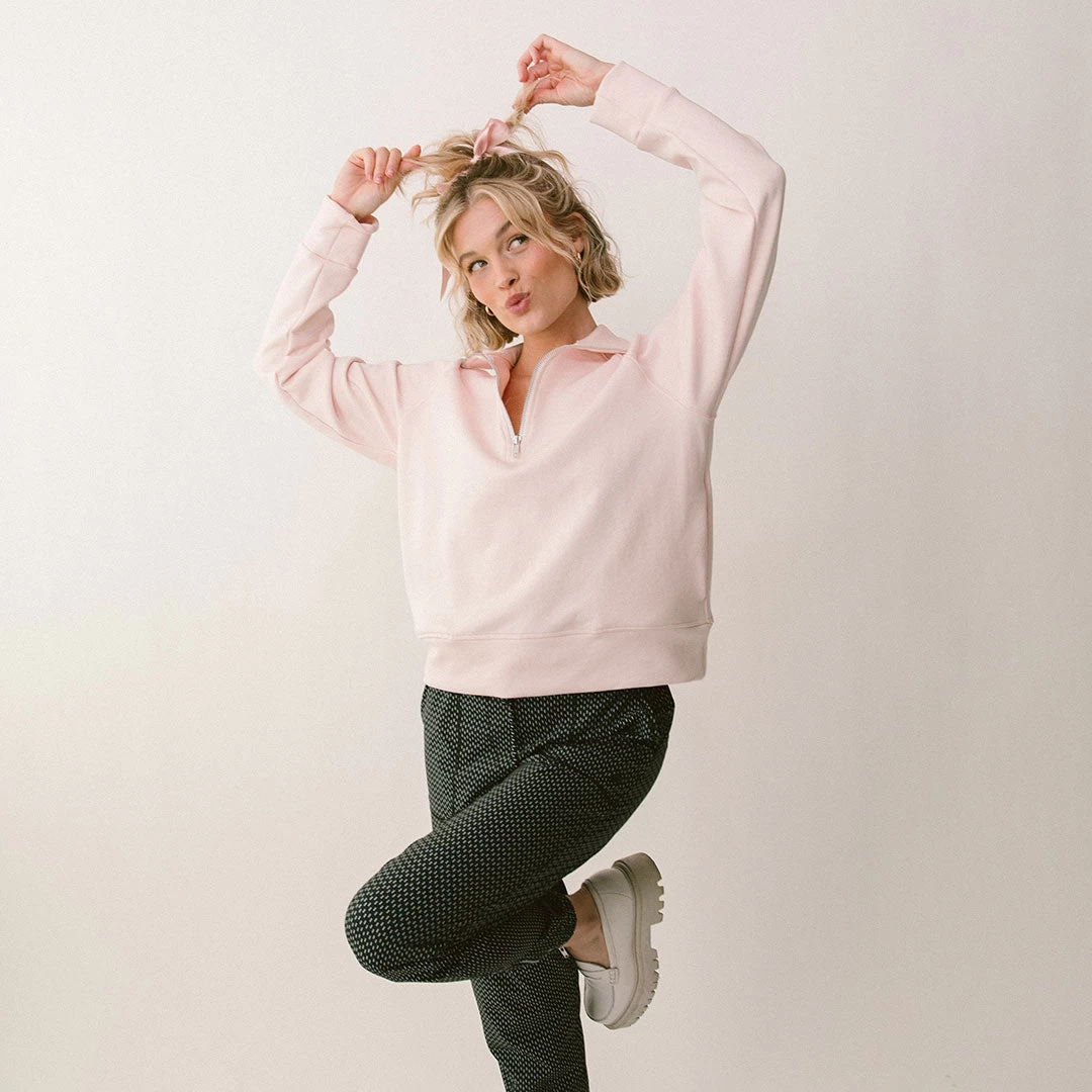 Oxford Zip-Up, Blush - Image 6