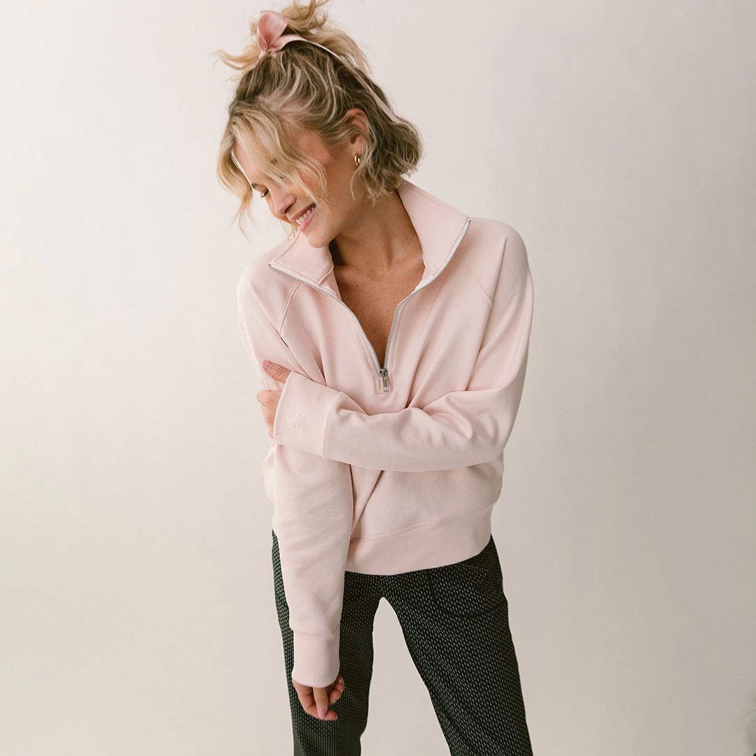 Oxford Zip-Up, Blush - Image 2