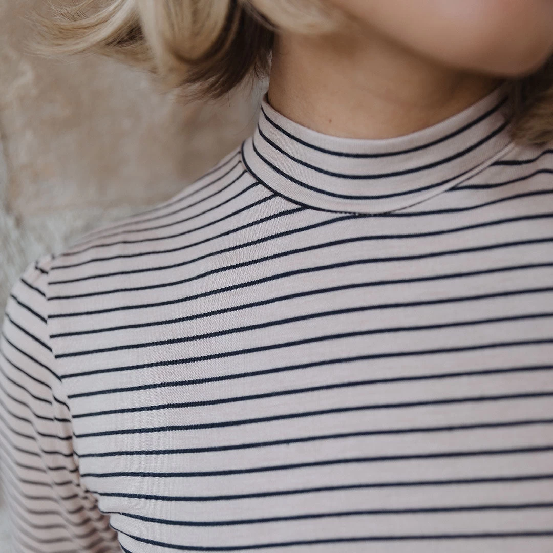 Puff Sleeve Tee, Navy Stripe - Image 4
