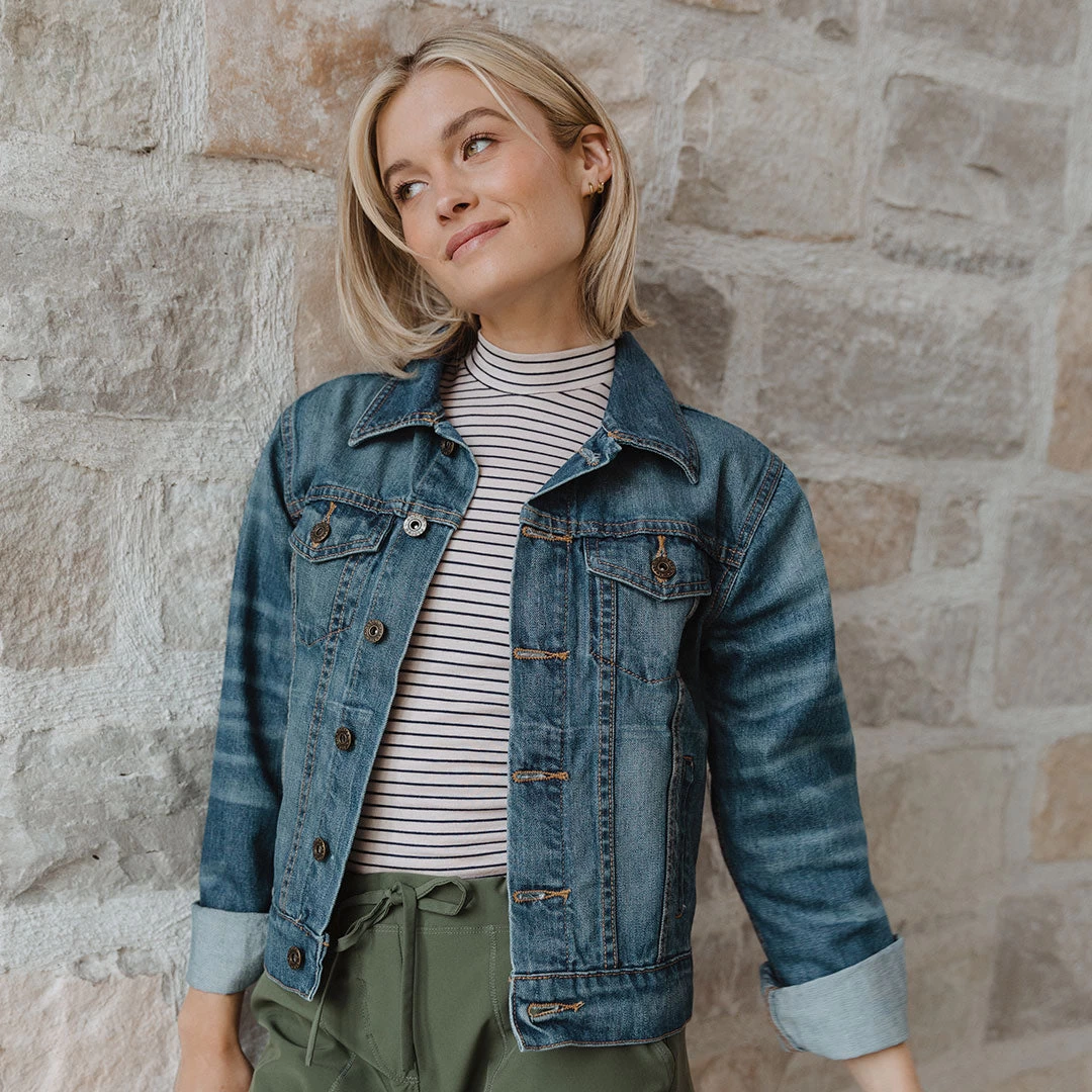 Puff Sleeve Tee, Navy Stripe - Image 6