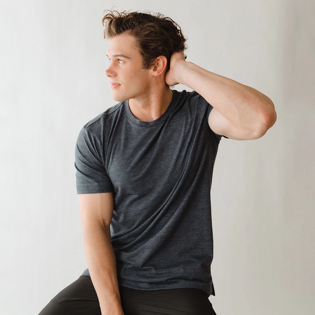 Men's Classic Tee, Heather Navy - Image 2