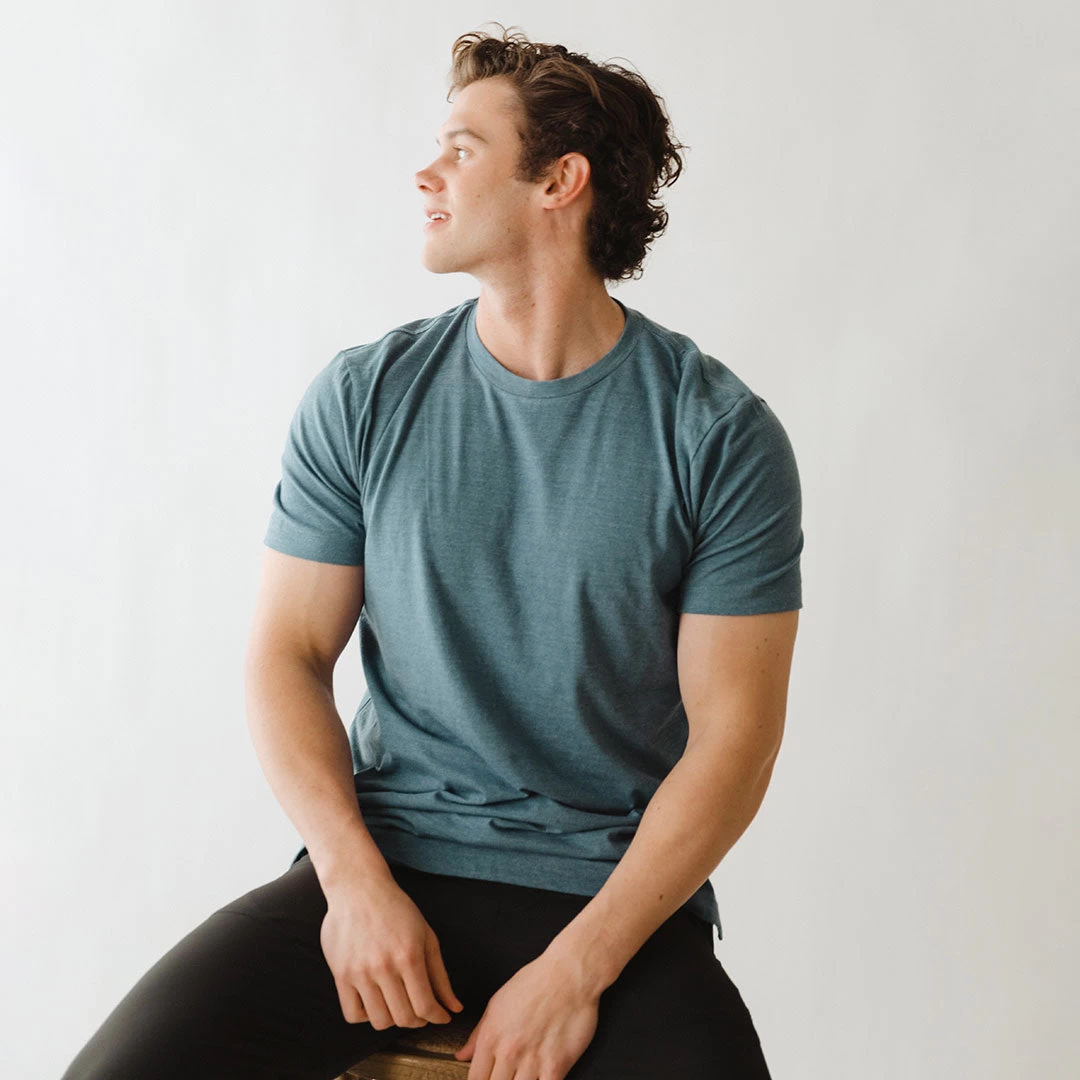 Men's Classic Tee, Heather Blue - Image 2