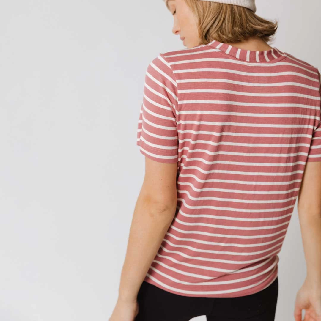 Boyfriend Tee, Mauve/Ivory - Image 2