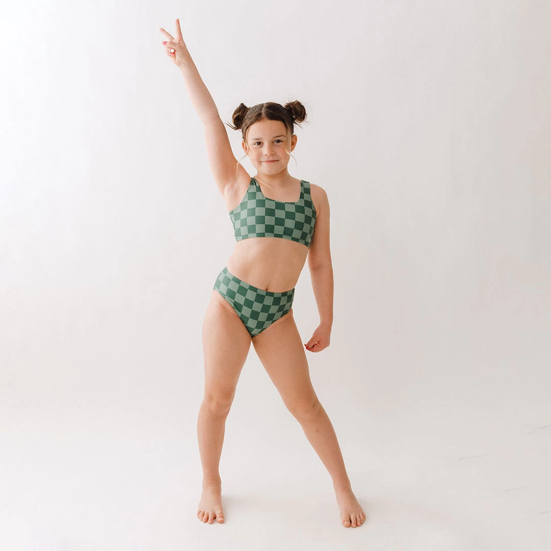 Mini Olivia Two-Piece Set, Green Check - Image 6