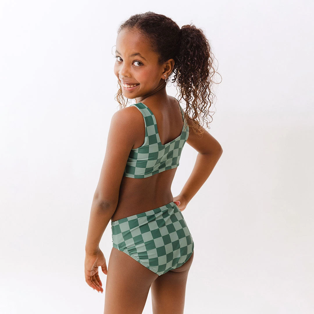 Mini Olivia Two-Piece Set, Green Check - Image 2