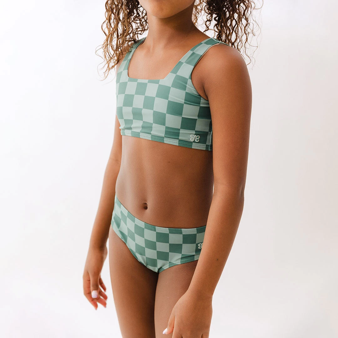 Mini Olivia Two-Piece Set, Green Check - Image 3