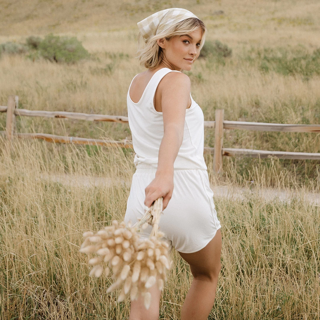 Serenity Tank Romper, Ivory - Image 3