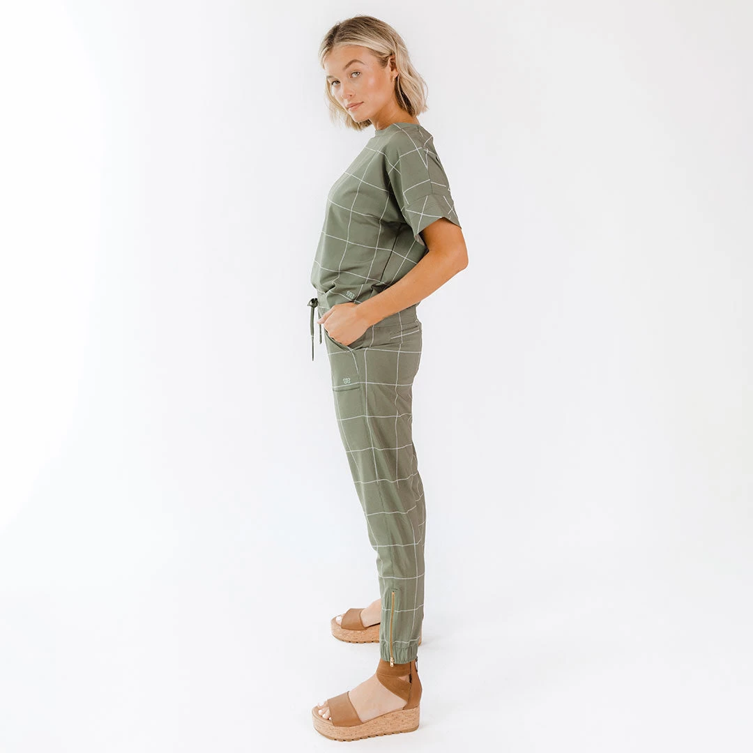 Boss Crop Tee, Sage Windowpane - Image 6