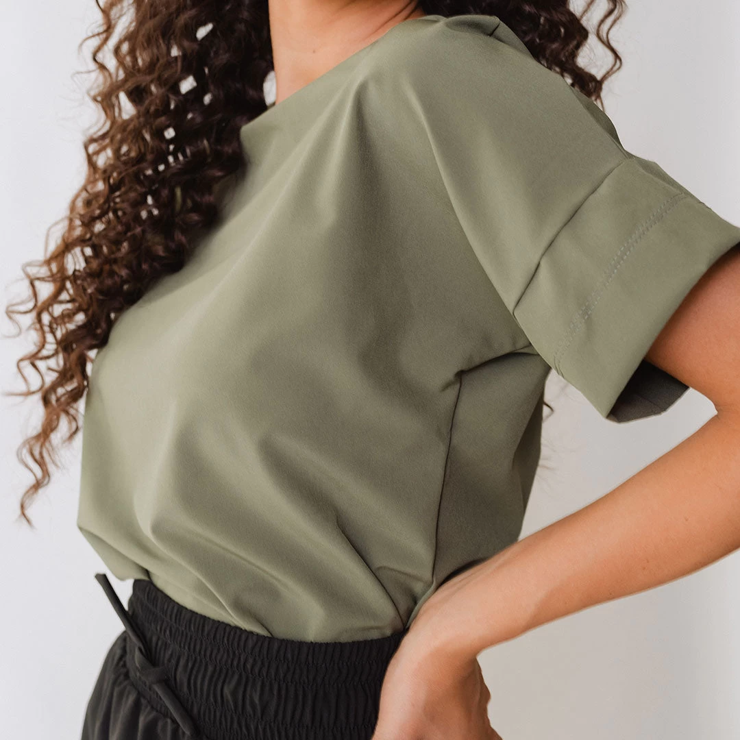 Boss Crop Tee, Sage - Image 6