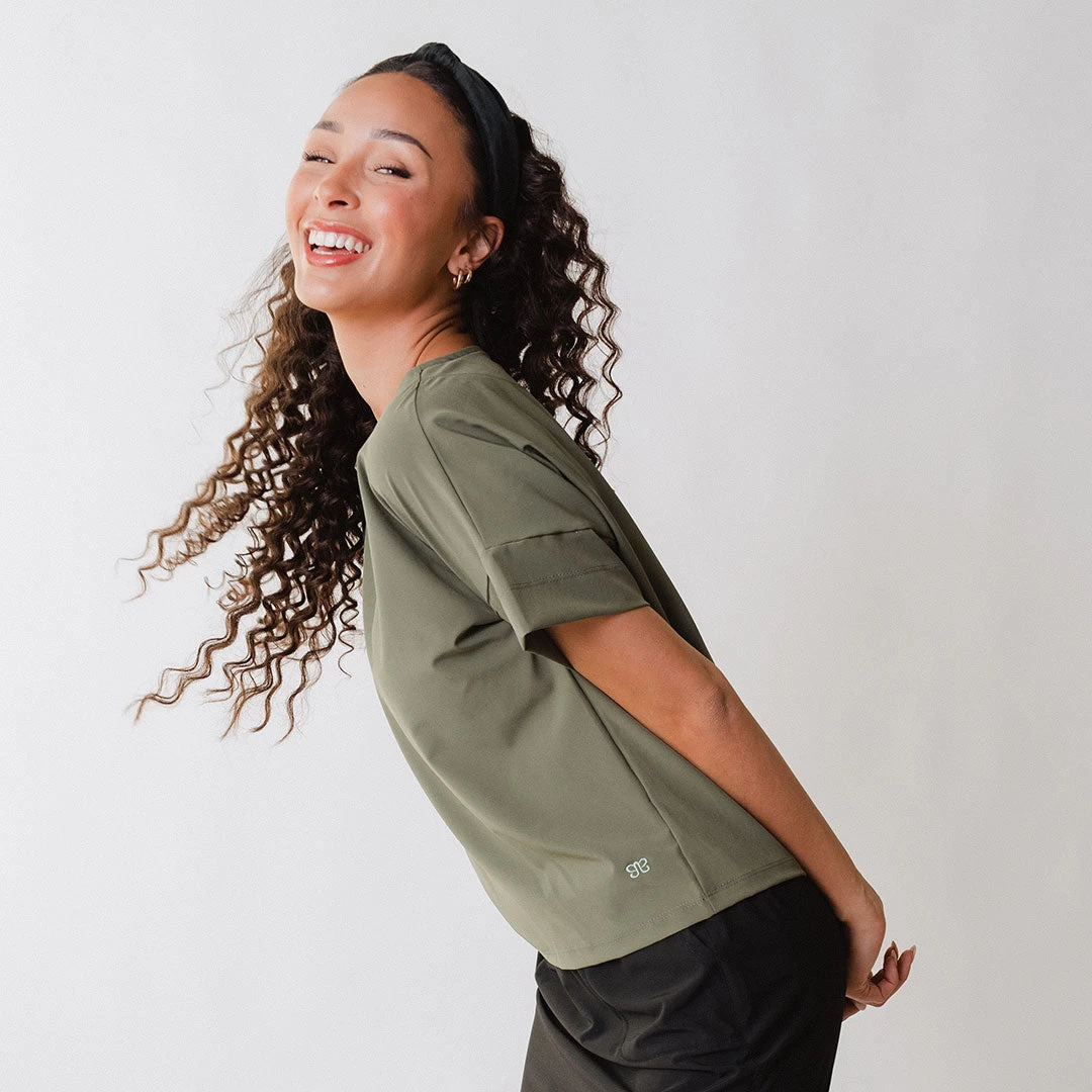 Boss Crop Tee, Sage - Image 5