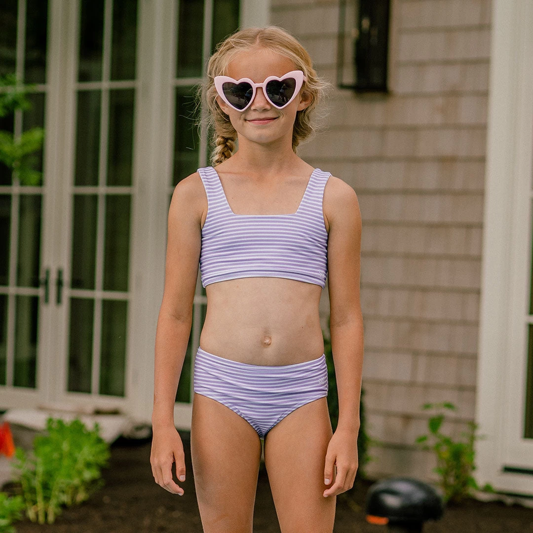 Mini Olivia Two-Piece Set, Lilac Stripe