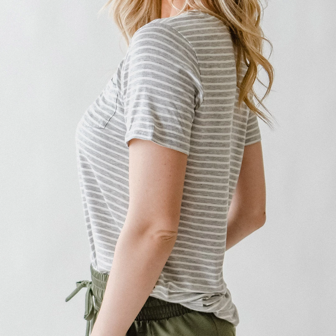 Basic Tee, Heather Grey/Ivory - Image 12