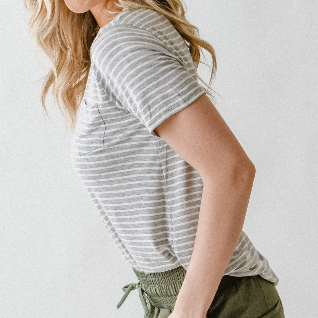 Basic Tee, Heather Grey/Ivory - Image 8