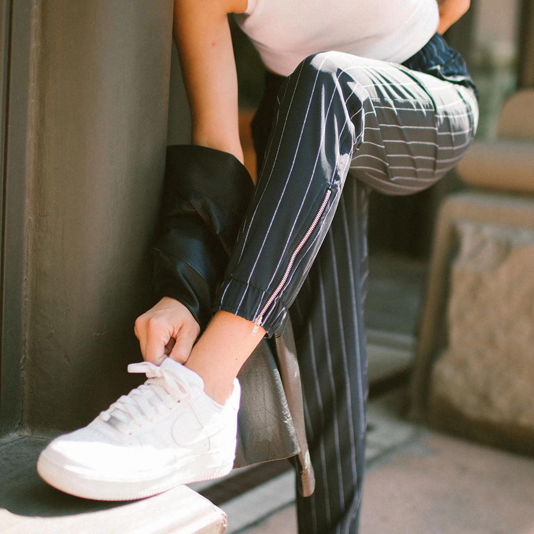 Navy Pinstripe Jetsetters - Image 4