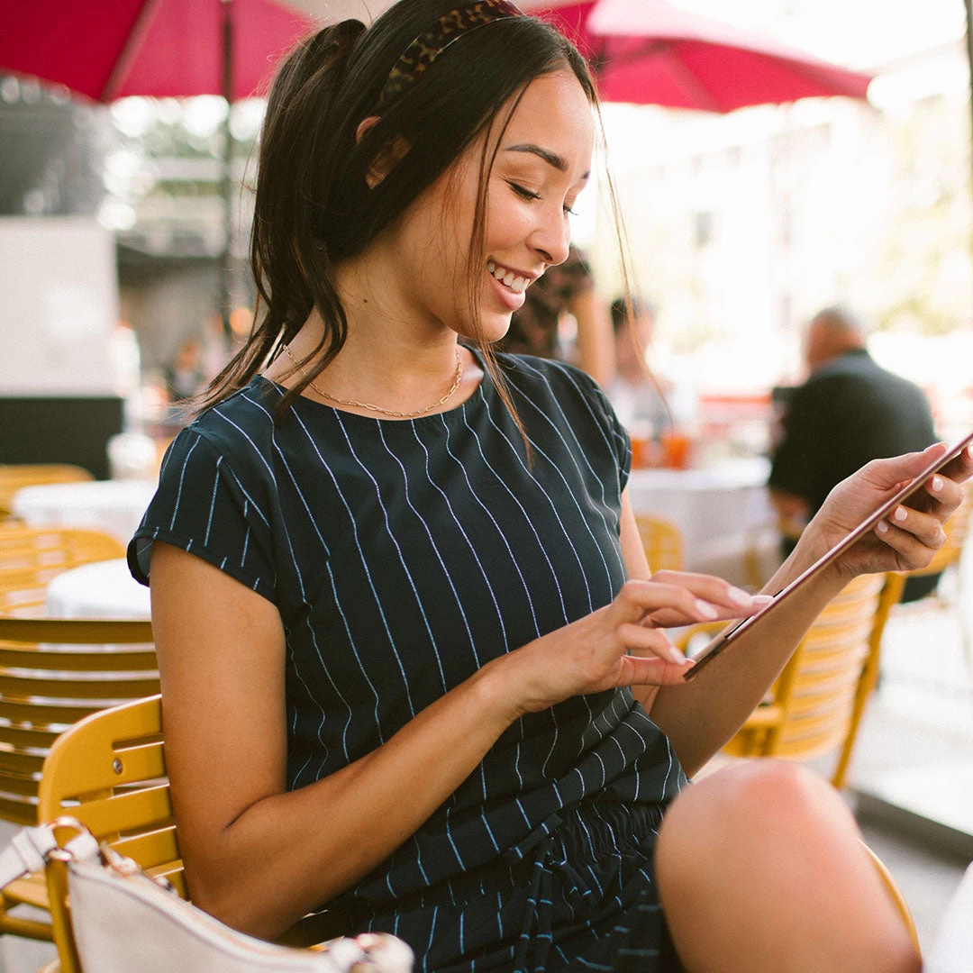 Navy Pinstripe Going Places Dress - Image 5