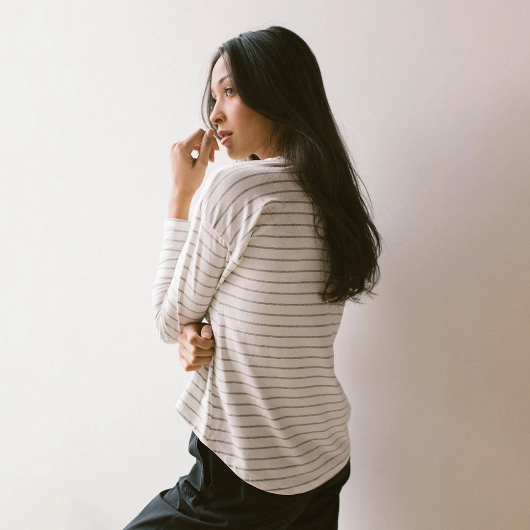 Long Sleeve Tee, Grey Venice Stripe - Image 2