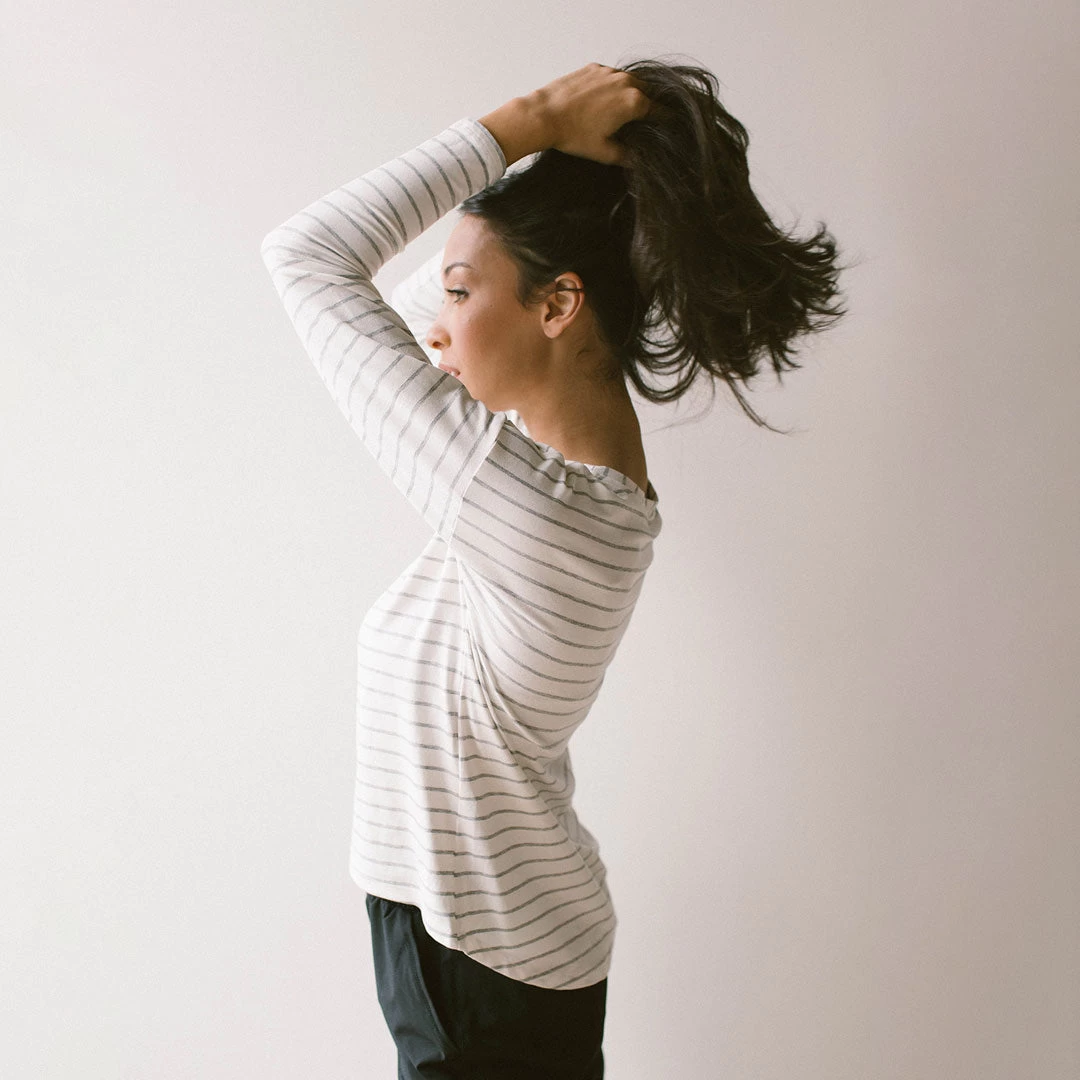 Long Sleeve Tee, Grey Venice Stripe - Image 3