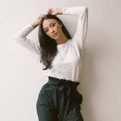 Long Sleeve Tee, Grey Venice Stripe