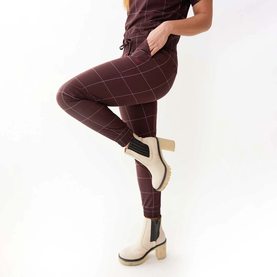 Destination Joggers, Maroon Windowpane - Image 3