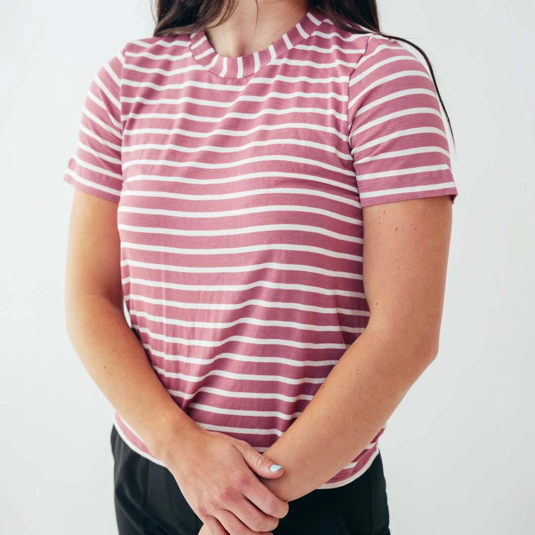 Boyfriend Tee, Mauve/Ivory - Image 5