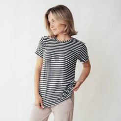Basic Tee, Thick Charcoal Ivory Stripe