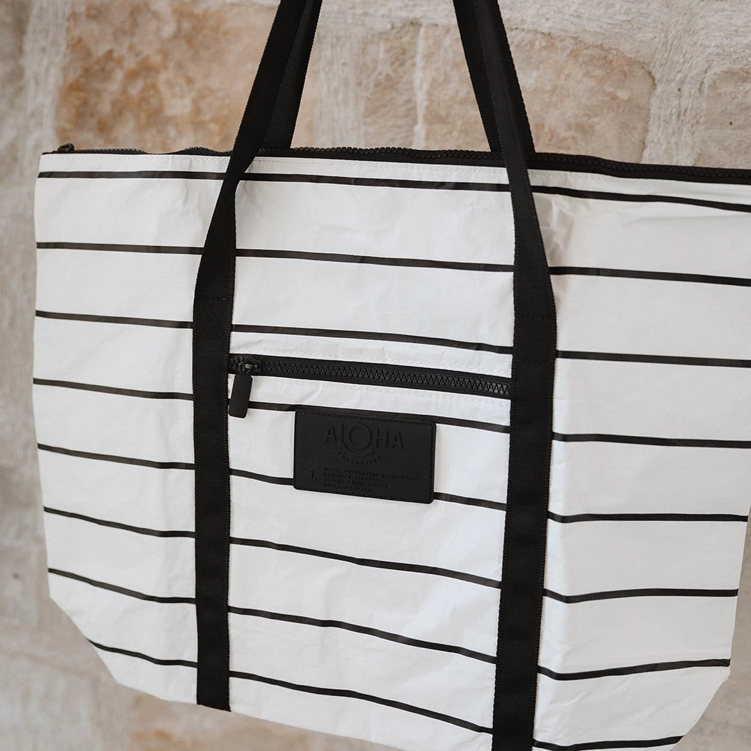 Aloha Pinstripe Zipper Tote - Image 2