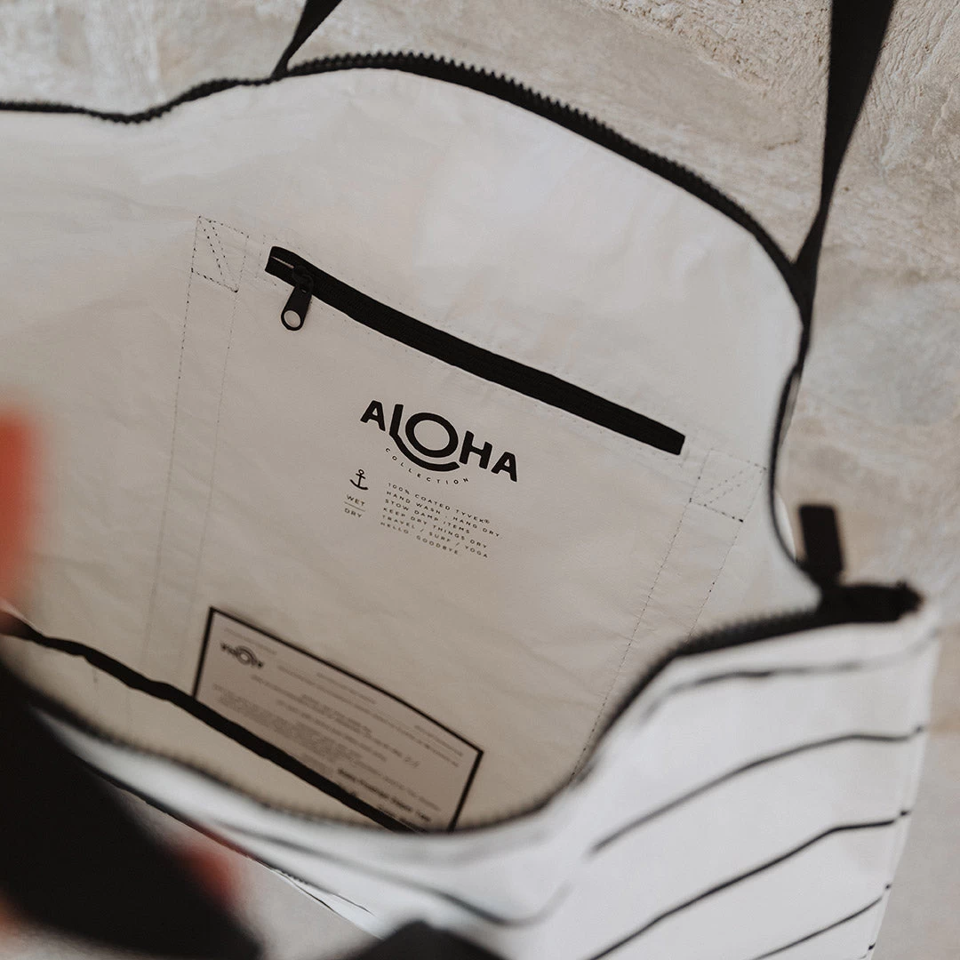 Aloha Pinstripe Zipper Tote - Image 3